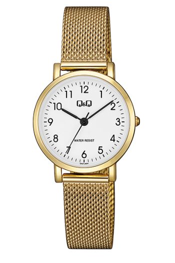 Dameur Q&Q hvit skive tall gull mesh lenke skyvel