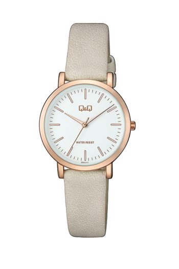 DAMEUR Q&Q HVIT SKIVE INDEX, GULL KASSE, BEIGE REM